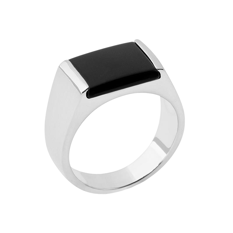 Lykken miesten hopeinen onyx kantasormus 10 mm