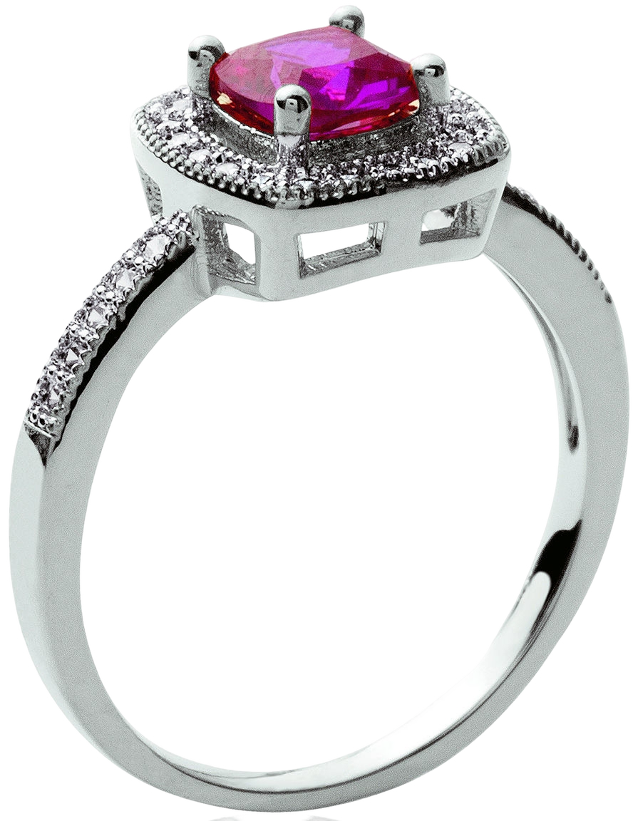 Lykken Casuals halo punakivinen hopeasormus