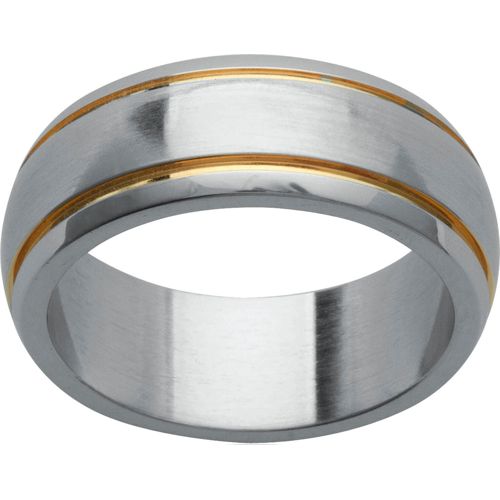 Lykka kaksivärinen uritettu sileä terässormus 7 mm