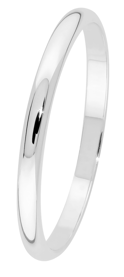 Lykken Exclusive puolipyöreä valkokultainen kihlasormus sileä 2 mm