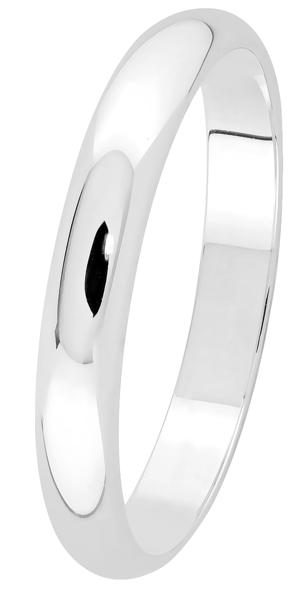 Lykken Exclusive valkokultainen puolipyöreä kihlasormus sileä 3,3 mm