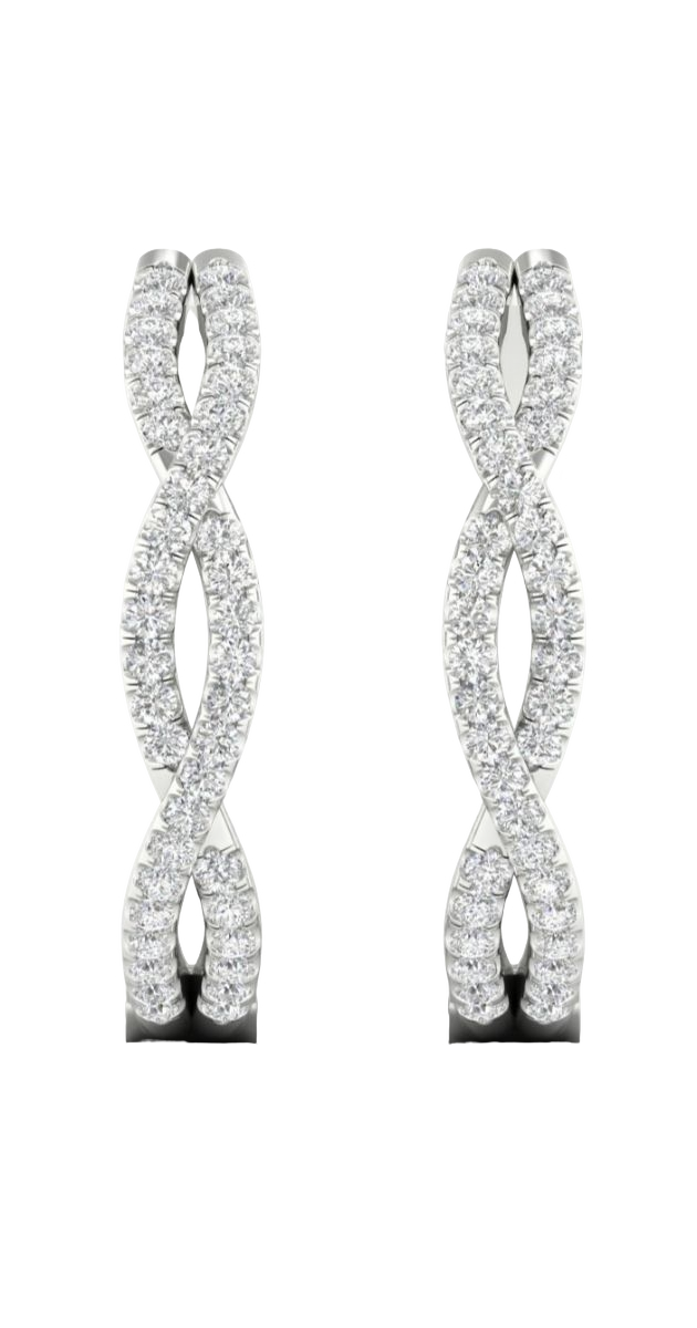 Lykken Elegance Wave timanttikorvarenkaat valkokulta