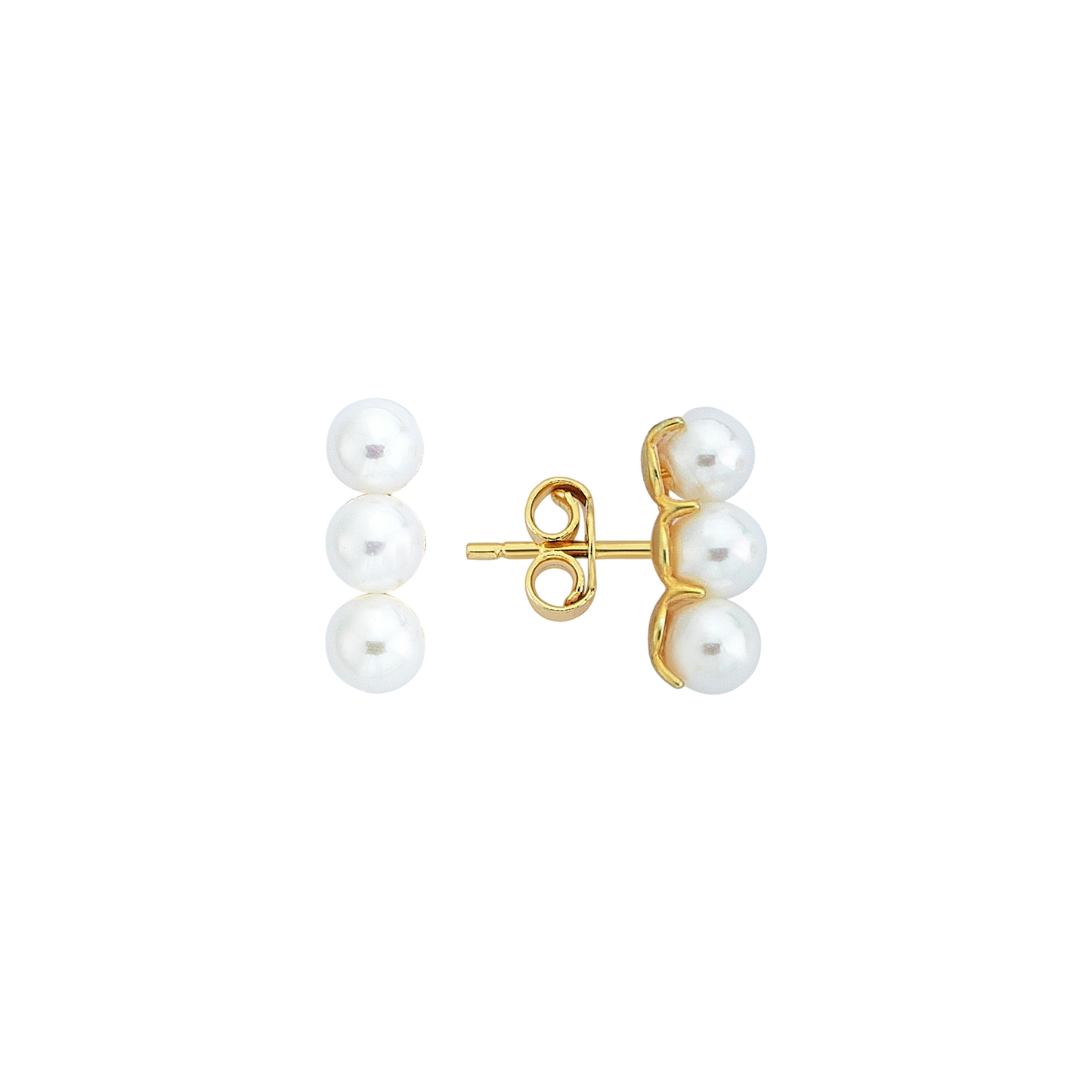 Lykken Pearls triple stone helmikultakorvakorut