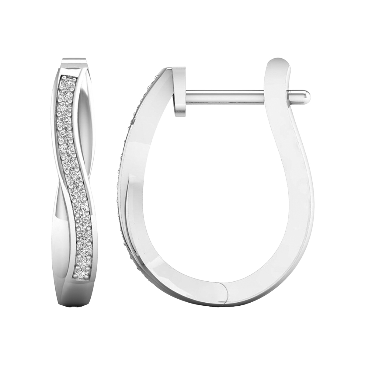 Lykken Elegance valkokultaiset timanttikorvakorut 3,7 x 19,2 mm