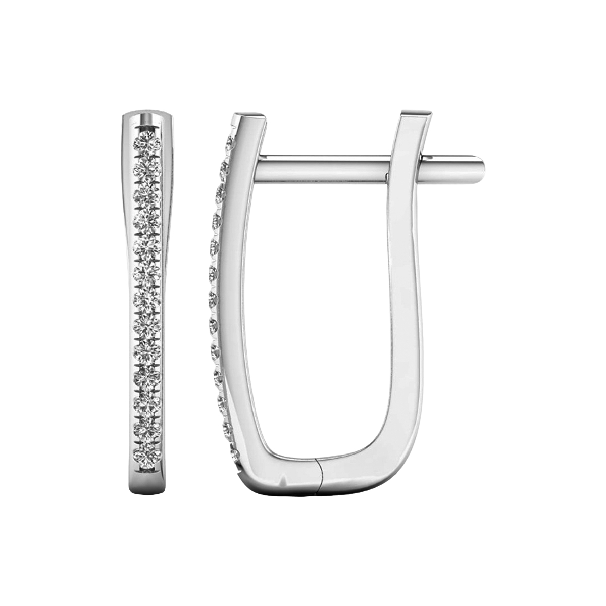 Lykken Elegance valkokultaiset timanttikorvakorut 1,7 x 15,1 mm