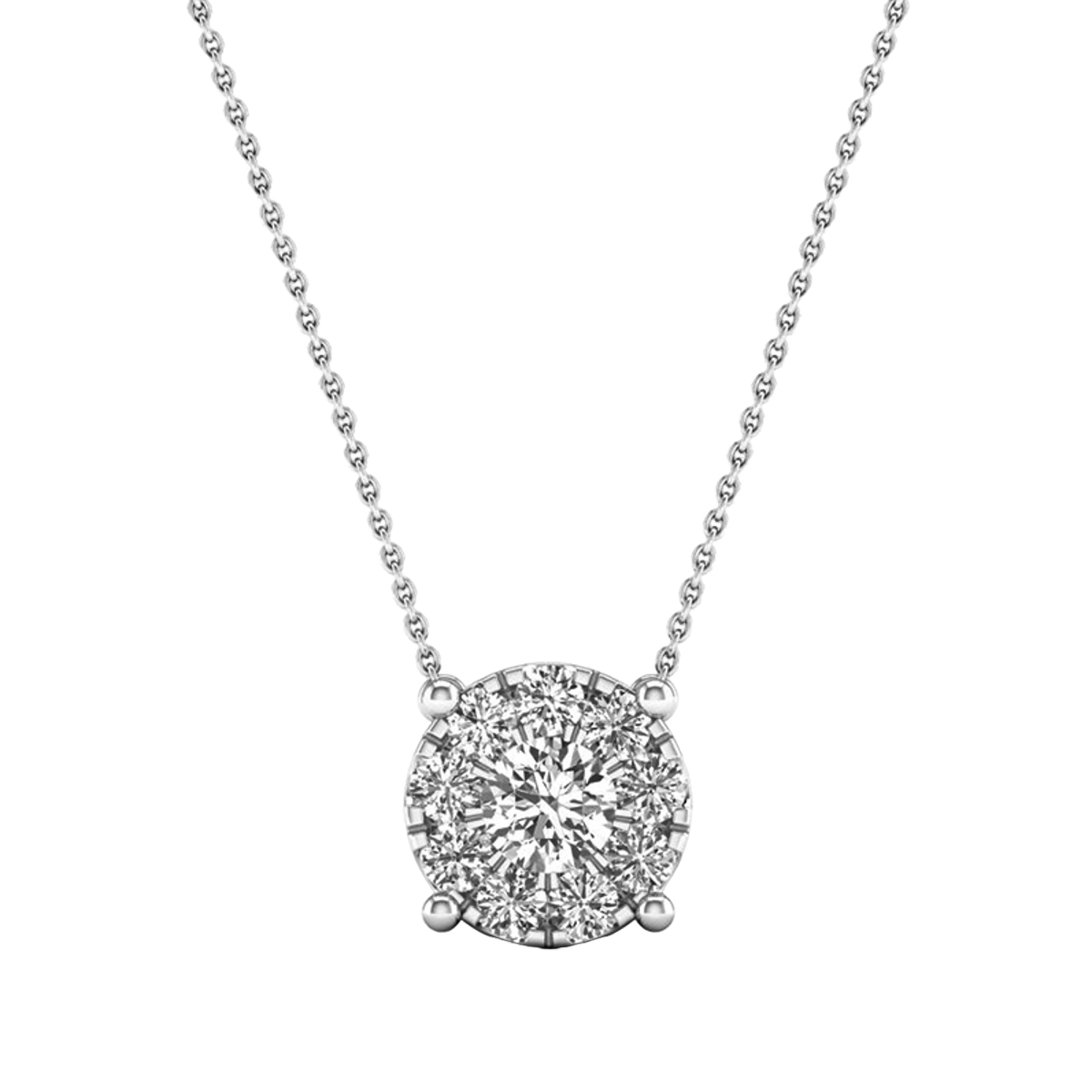Lykken Elegance valkokultainen timanttiriipus halo 5,3 x 3 mm