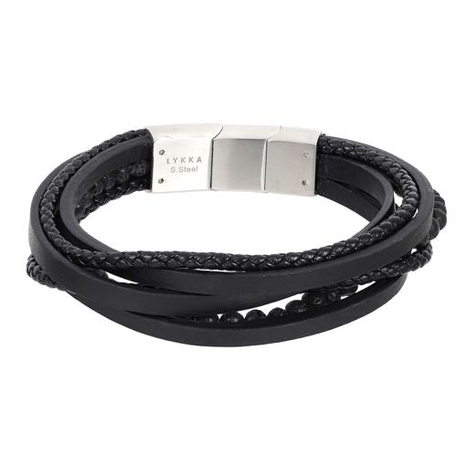 Lykka Strong laavakivi-nahkarannekoru 20+1,5cm