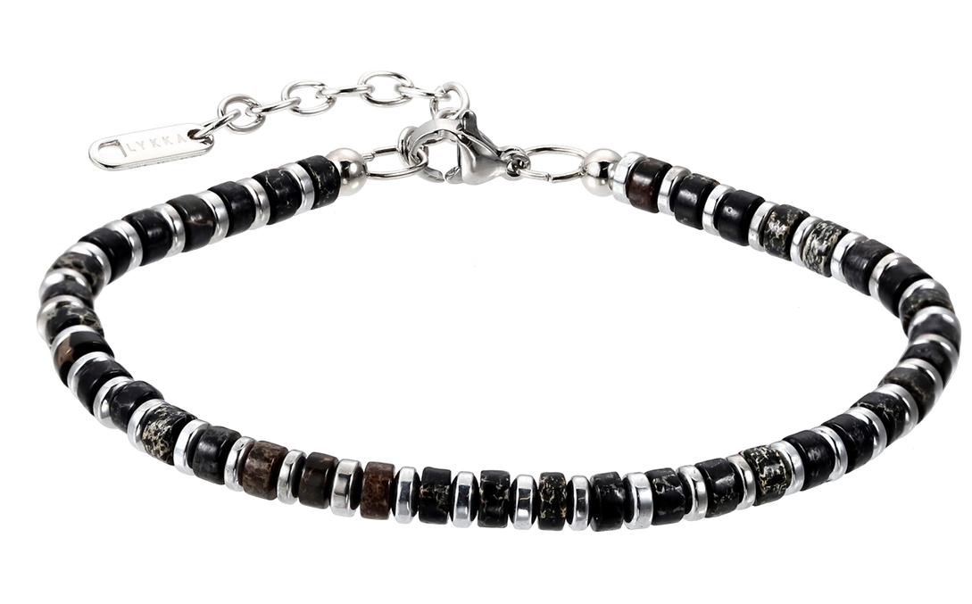 Lykken Strong lapisrannekoru  musta 19+4cm
