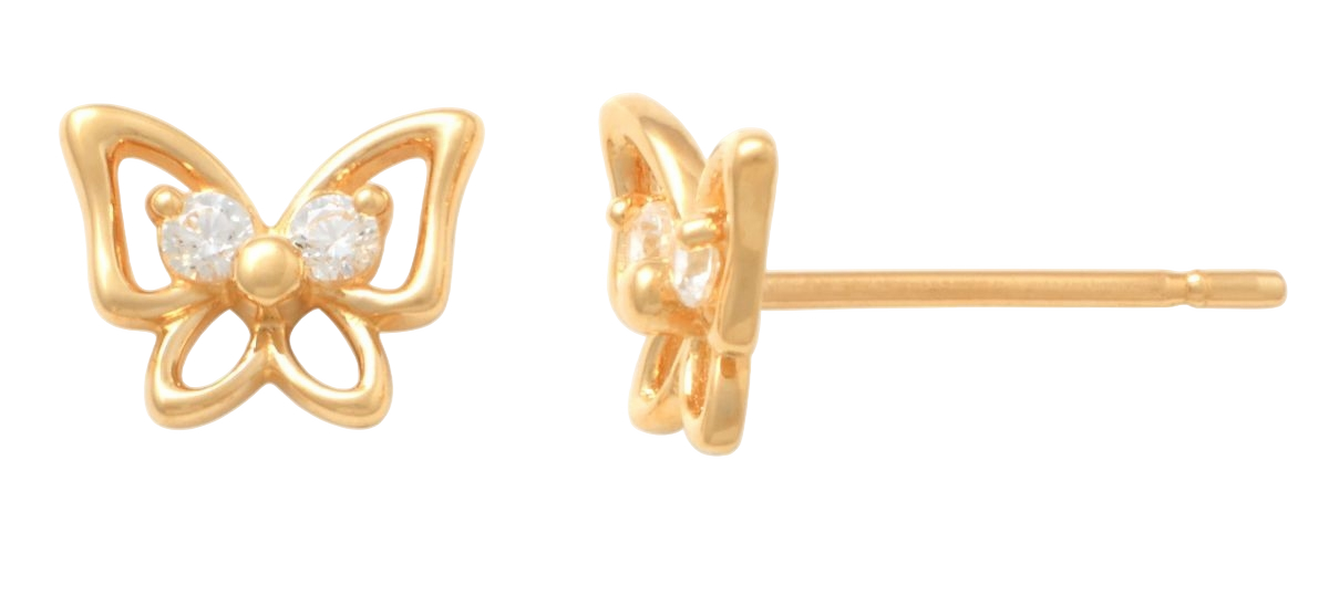 Lykken Symbols 9K kultakorvakorut perhonen