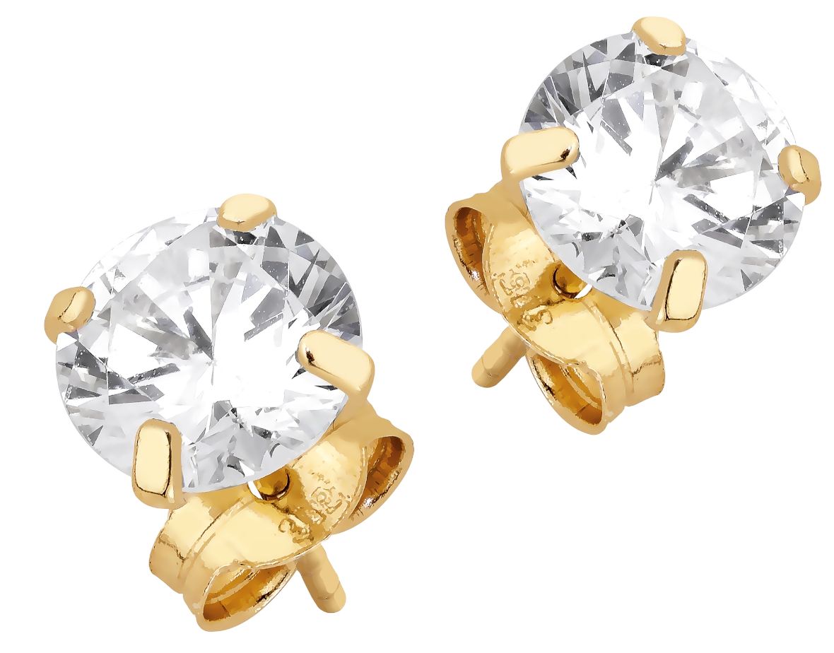 Lykken Casuals kultaiset tappikorvakorut zirkonialla 6 mm