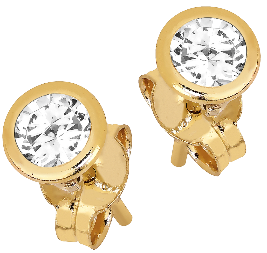 Lykken Casuals kultaiset tappikorvakorut zirkonia 4 mm