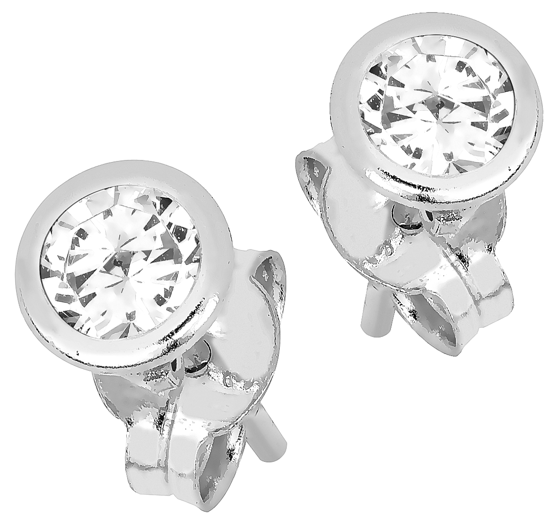Lykken Casuals valkokultaiset tappikorvakorut zirkonia 4 mm