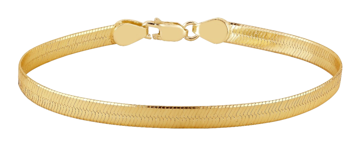 Lykken Basics hopeinen kullattu herringbone ranneketju 5,10 mm
