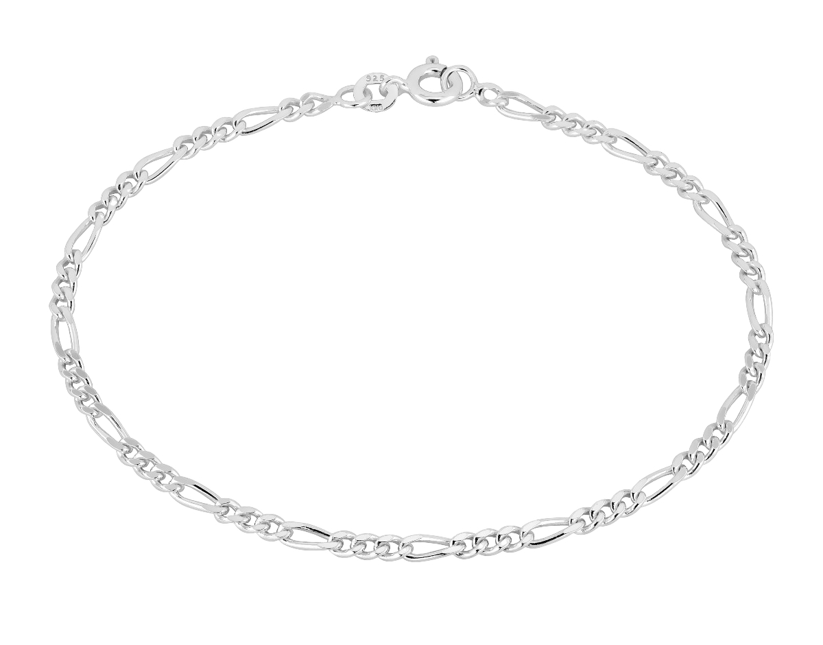 Lykken Basics hopeinen figaro ranneketju 2,8 mm