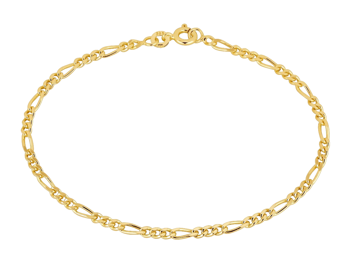 Lykken Basics hopeinen kullattu figaro ranneketju 2,8 mm