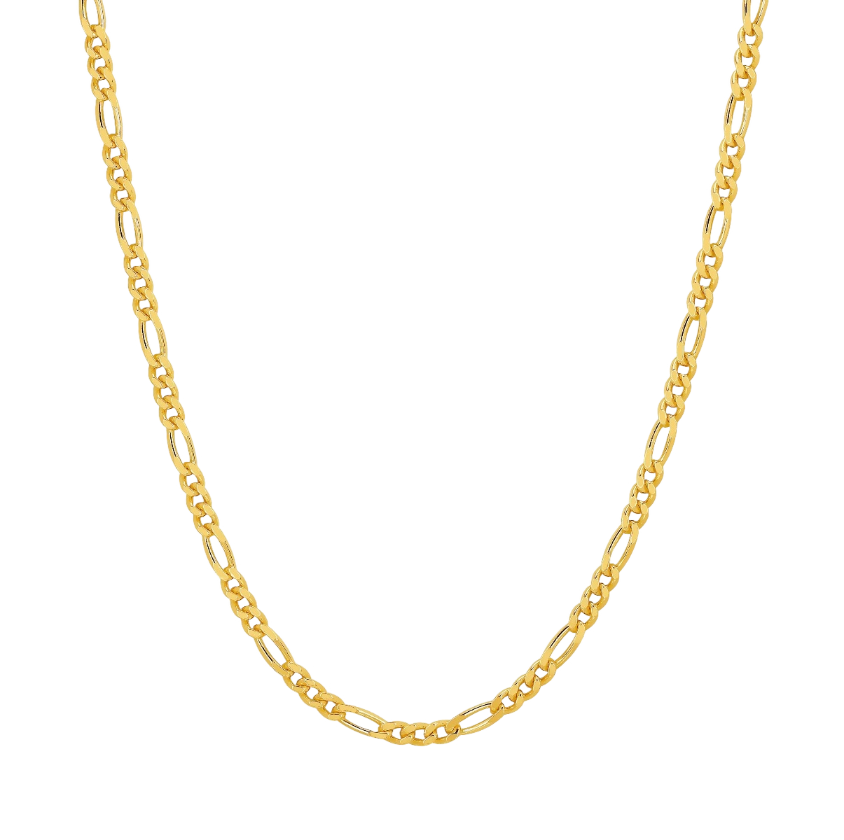 Lykken Basics hopeinen kullattu figaro kaulaketju 2,8 mm