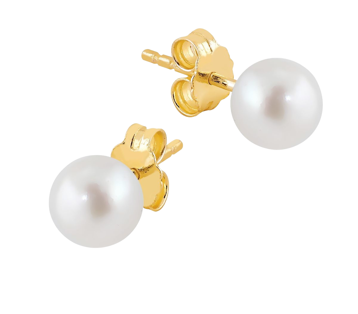 Lykken Pearls kullatut helmikorvakorut hopea 6 mm