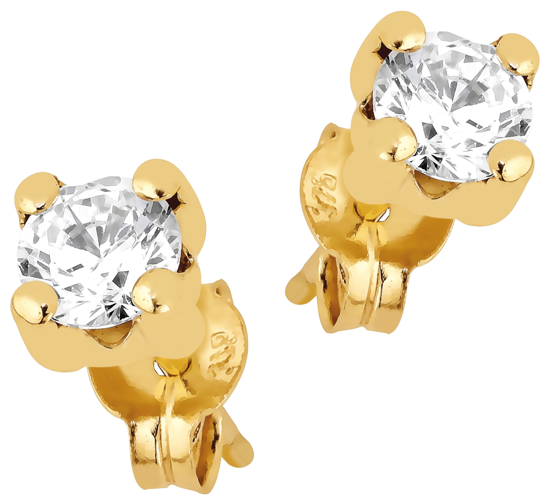 Lykken Casuals kultaiset tappikorvakorut zirkonialla 4 mm