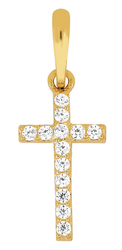 Lykken Crosses kultainen ristiriipus zirkonioilla 12 x 6 mm