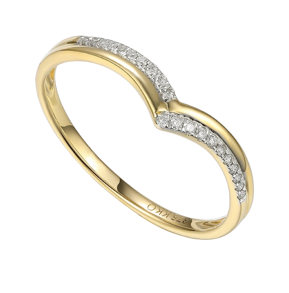 Lykken Elegance chevron timanttisormus keltakultaa 0,10 ct