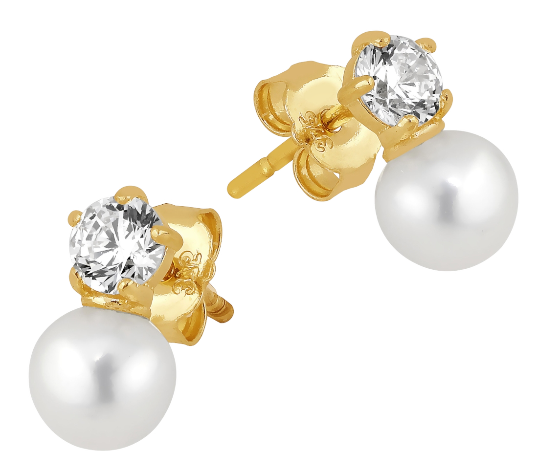 Lykken Pearls kultaiset tappikorvakorut 4 mm