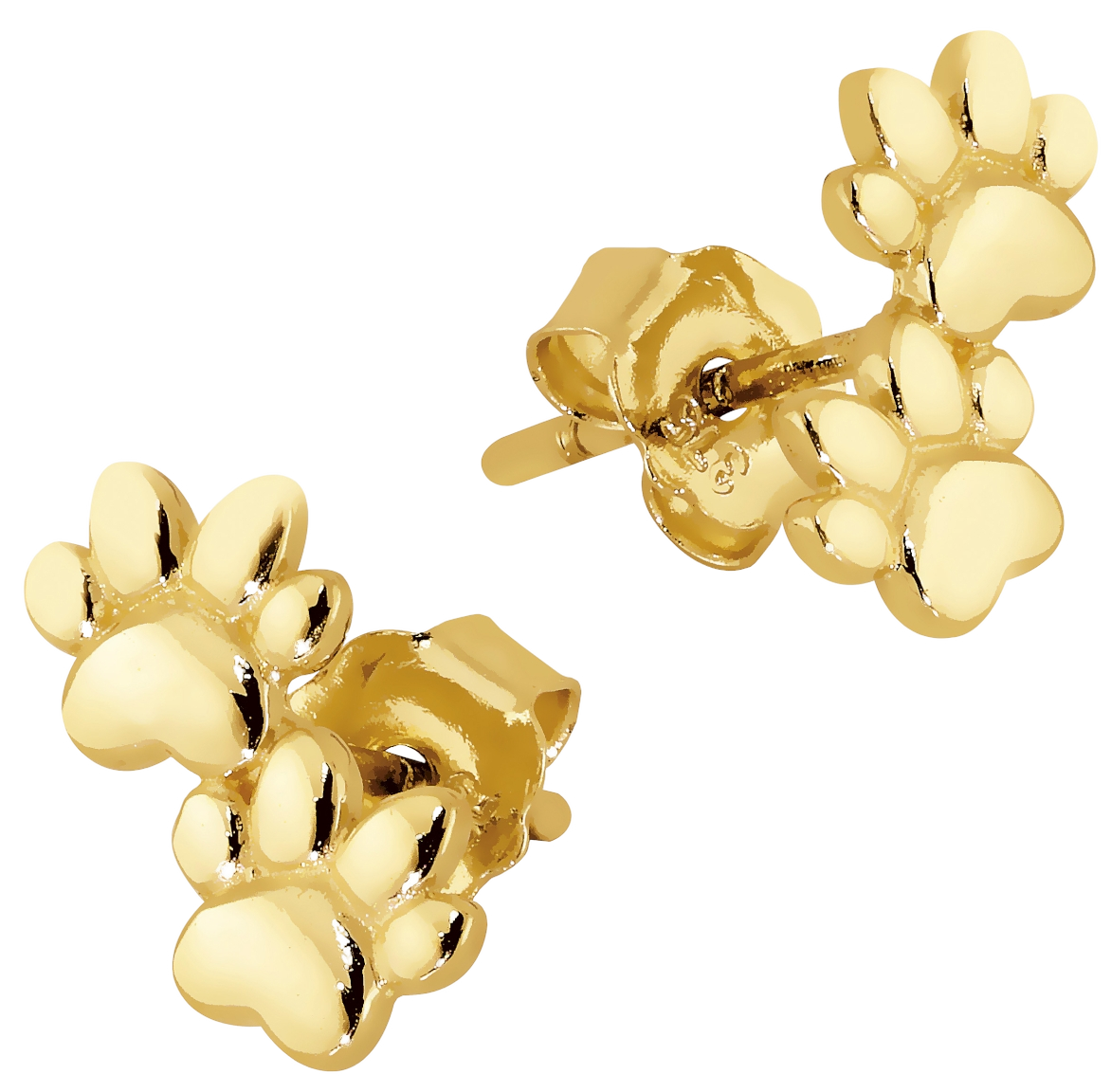 Lykken Symbols kultakorvakorut tassu 6,6 x 7,7 mm
