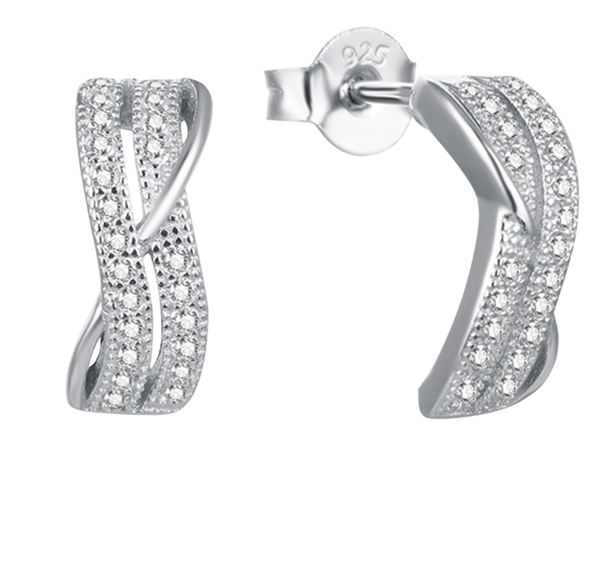 Lykken Casuals hopeiset korvakorut zirkonioilla 5 x 13 mm