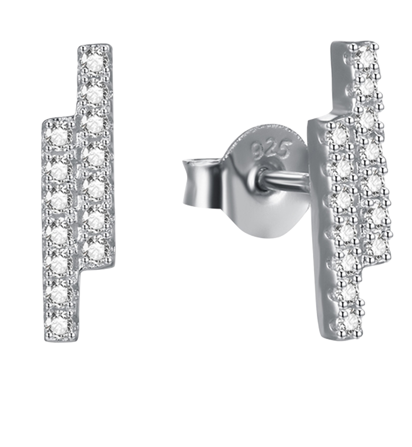 Lykken Casuals hopeiset korvakorut zirkonioilla 3 x 13 mm