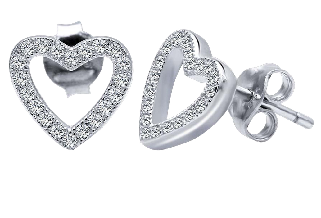 Lykken Hearts hopeiset korvakorut zirkonioilla sydän 9 x 10 mm