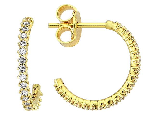 Lykken Casuals pyöreät kultaiset korvarenkaat zirkonioilla 12 mm