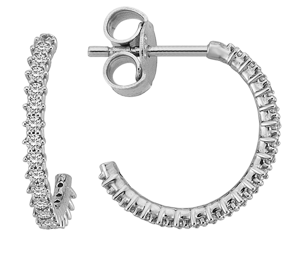 Lykken Casuals pyöreät valkokultaiset korvarenkaat zirkonioilla 12 mm