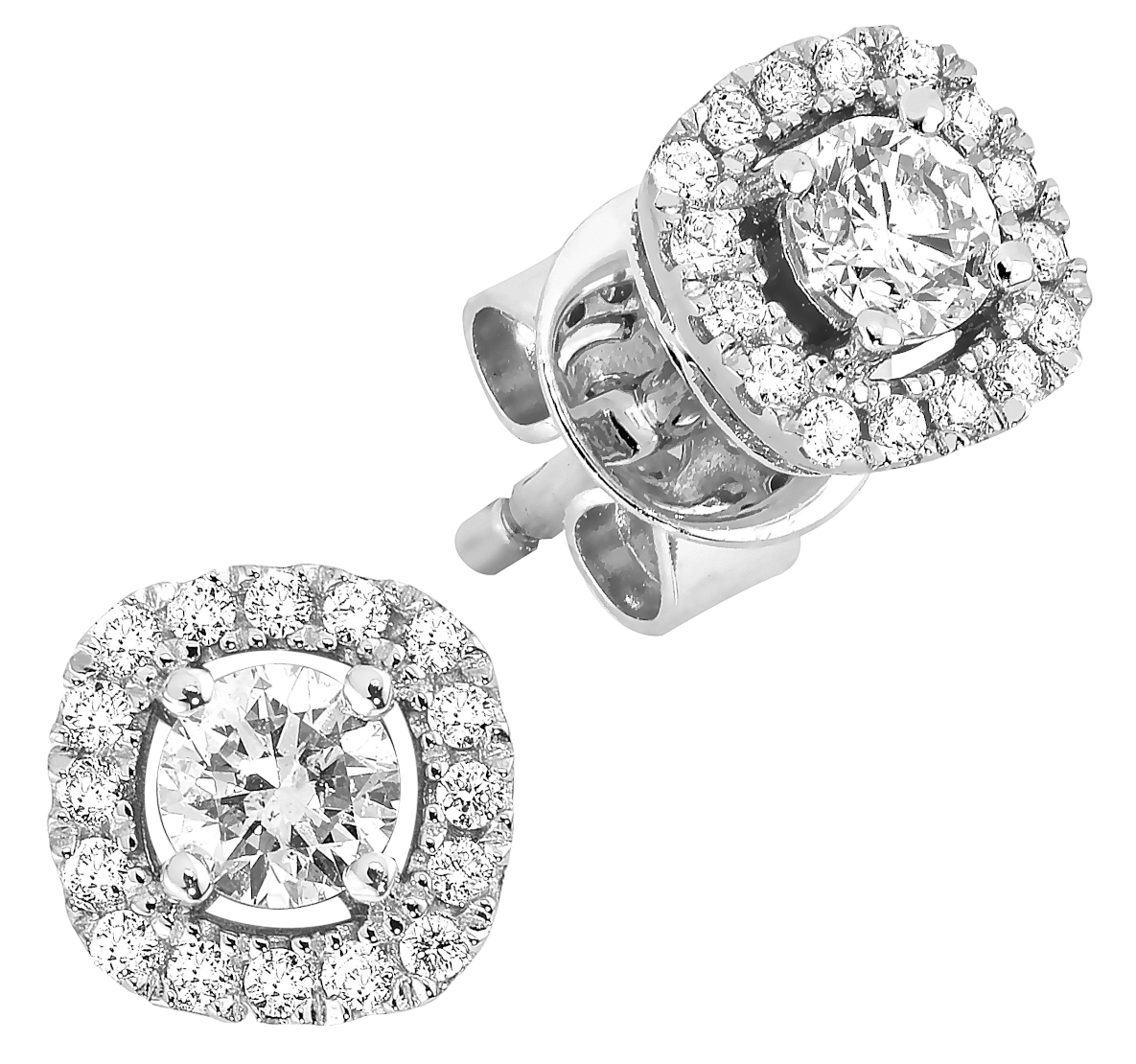 Lykken Elegance valkokultaiset timanttikorvakorut halo 5,7 mm