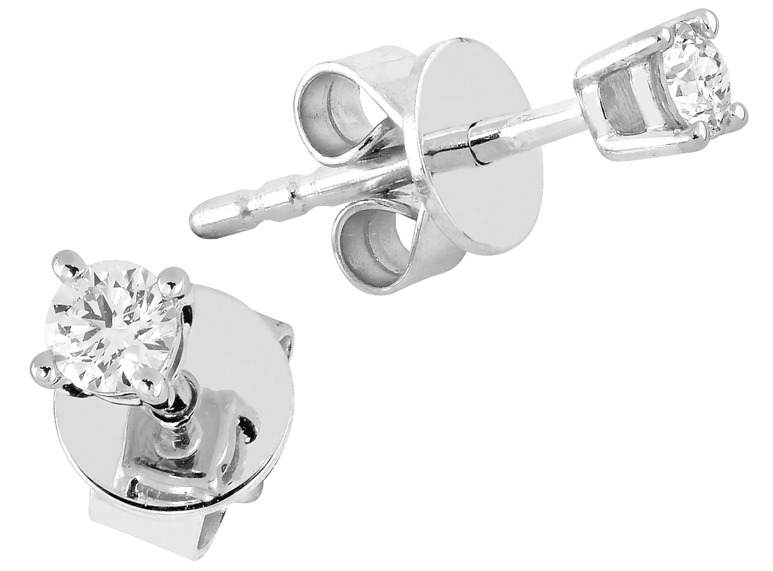 Lykken Elegance valkokultaiset timanttikorvakorut 3,5 mm