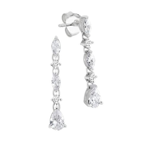 Lykka Casuals pitkät hopeakorvakorut zirkonioilla