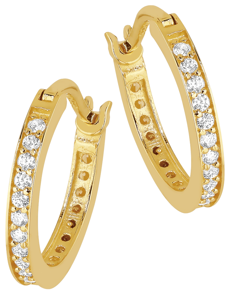 Lykken Casuals kultaiset korvarenkaat zirkonioilla 13 mm
