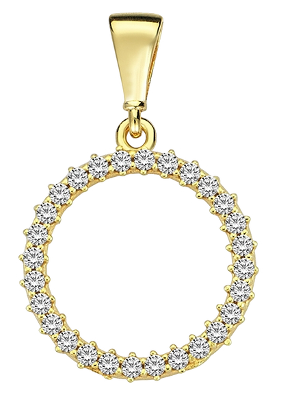 Lykken Casuals pyöreä kultainen riipus zirkonioilla 13 x 14 mm
