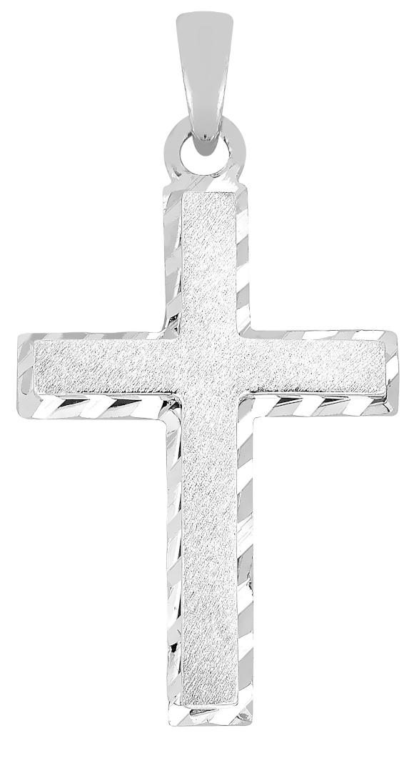 Lykken Crosses valkokultainen ristiriipus / rippiristi 21 x 13 mm