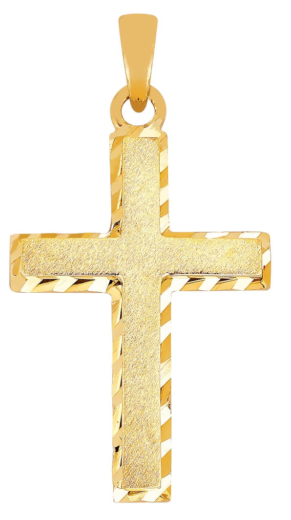 Lykken Crosses kultainen ristiriipus / rippiristi 21 x 13 mm