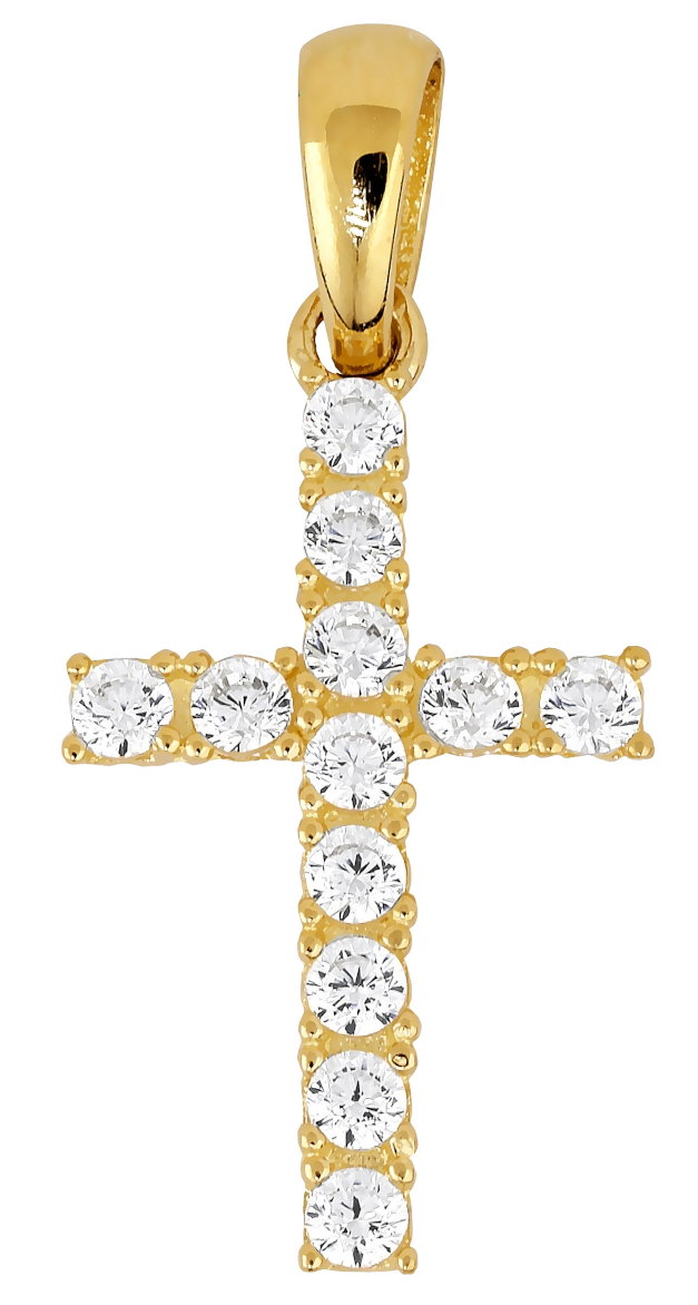 Lykken Crosses kultainen ristiriipus zirkonioilla 15 x 8 mm
