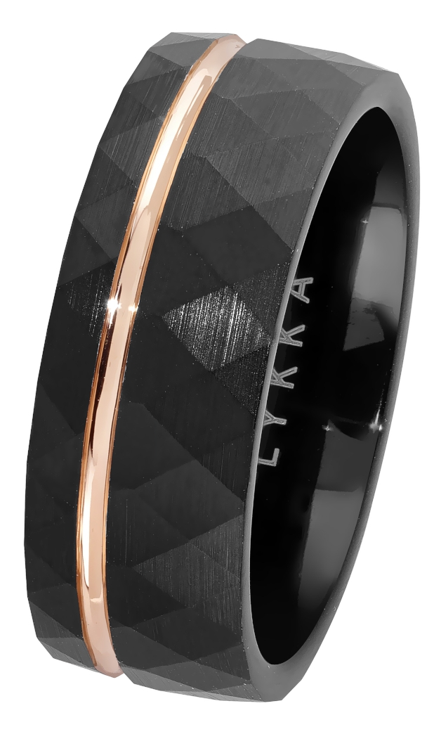 Lykken Strong kaksivärinen musta tungsten sormus 8 mm