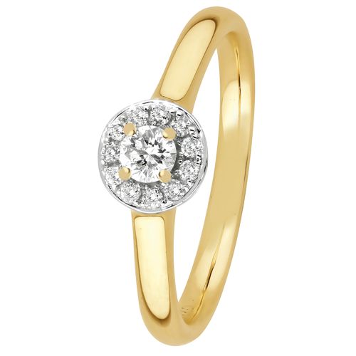 Lykka Elegance halo timanttisormus keltakulta 0,18 ct