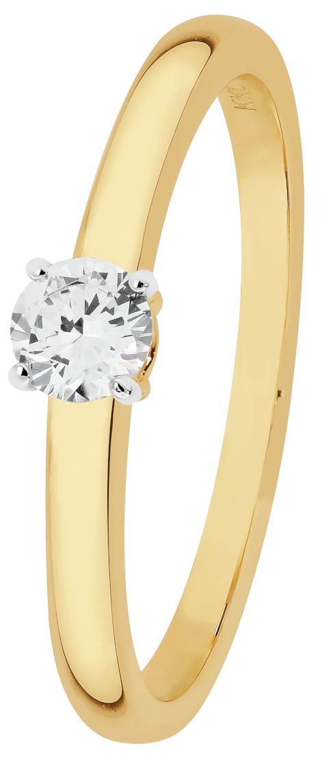 Lykken Elegance yksikivinen kultainen timanttisormus solitaire 0,16 ct