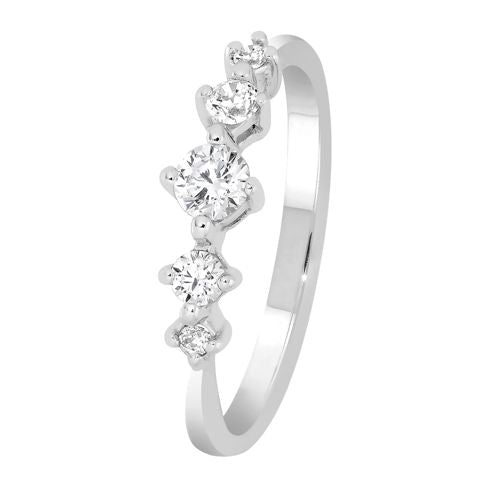 Lykka Casuals zirkonia-hopeasormus monikivinen