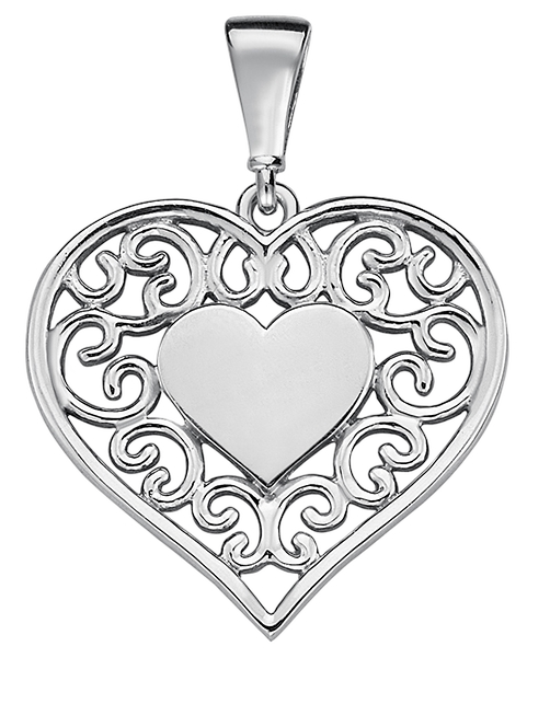 Lykken Hearts valkokultainen sydänriipus filigraani