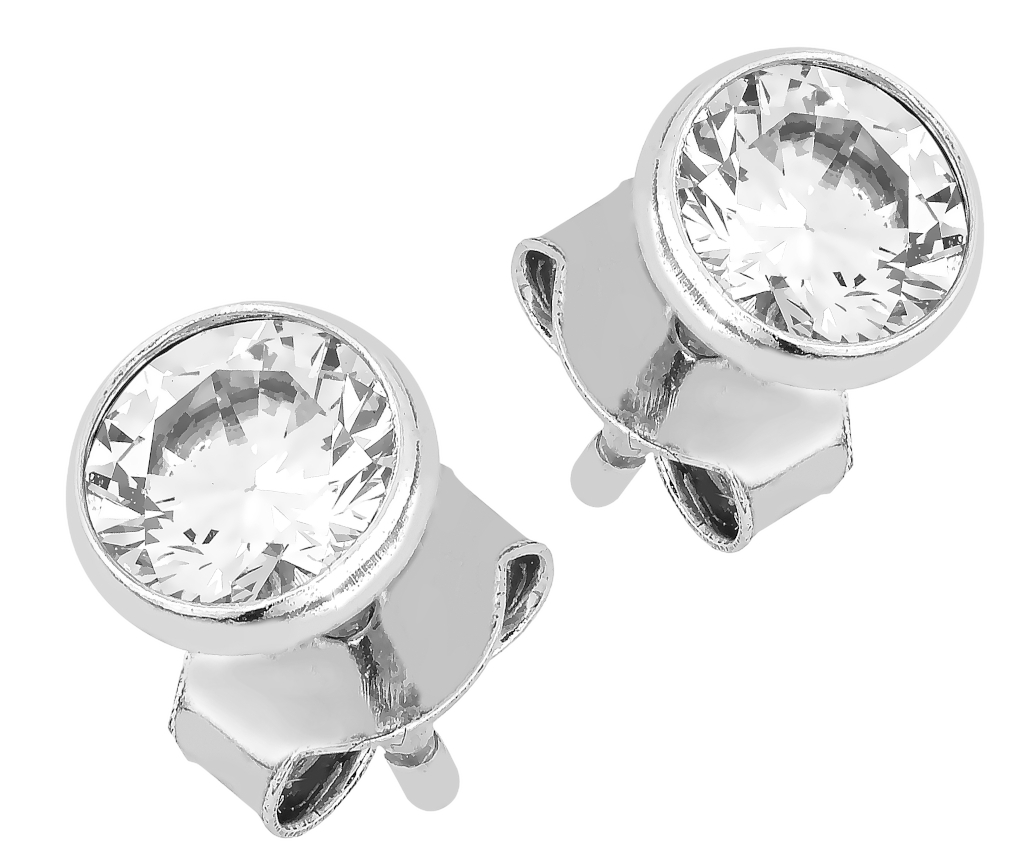 Lykken Casuals hopeiset tappikorvakorut pyöreä zirkonia 5 mm