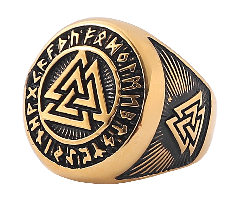 Lykken Viking Valknut kullanvärinen terässormus