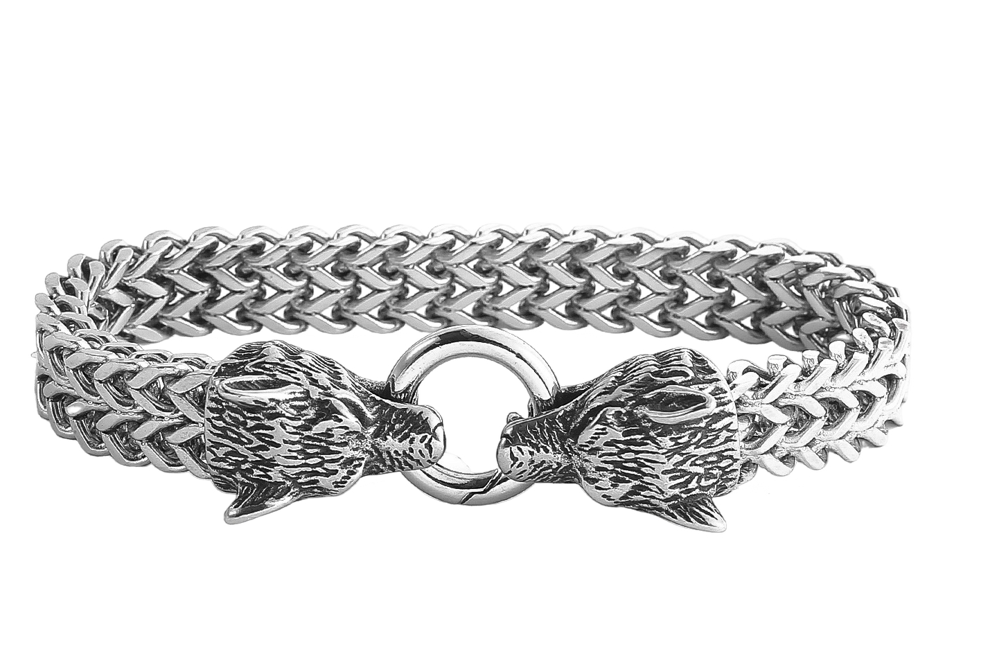 Lykken Viking Suden pää teräsrannekoru 12 mm