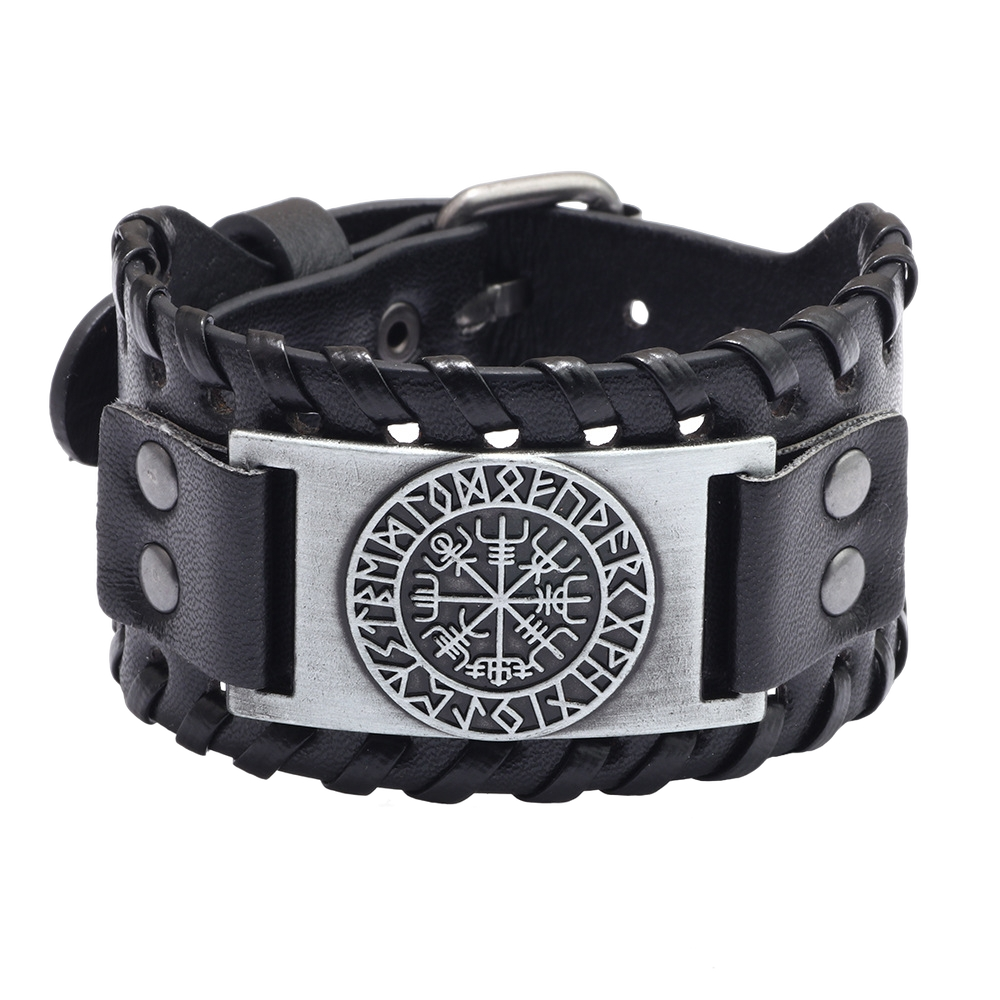 Lykken Viking Vegvisir nahkarannekoru 40 mm säädettävä
