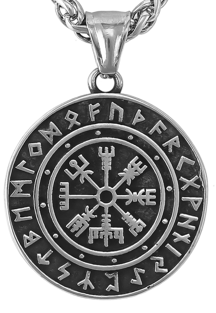 Lykken Viking teräskaulakoru Vegvisir-kompassi 60 cm 4 x 4 cm