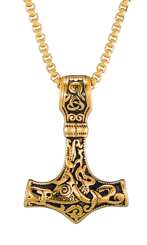 Lykken Viking Kullanvärinen Mjölnir Thorin vasara -kaulakoru 60 cm 4.3 x 3 cm